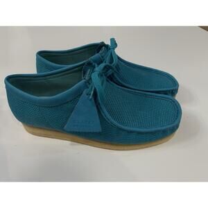 Clarks Wallabees Mens 10.5 Blue Teal Tan Sole NWOT